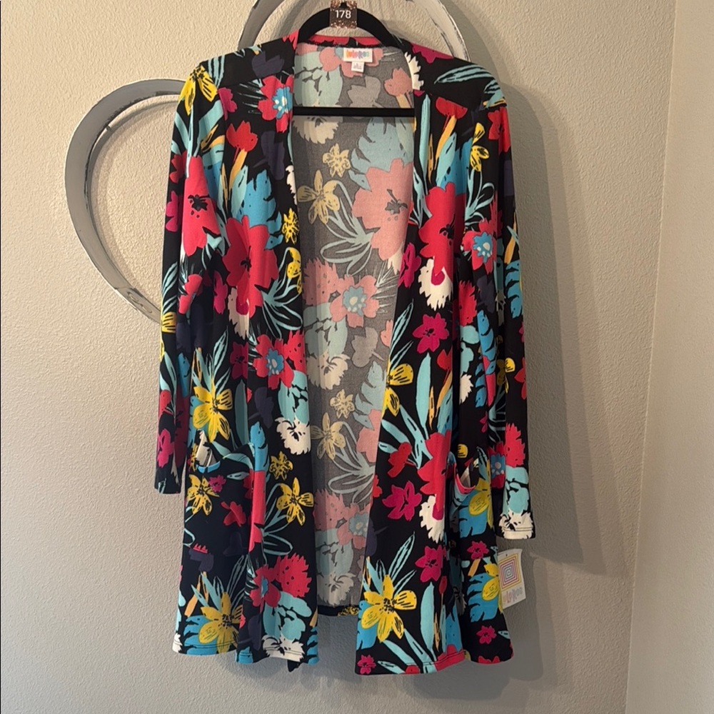 Floral Lularoe Caroline Open Front Cardigan